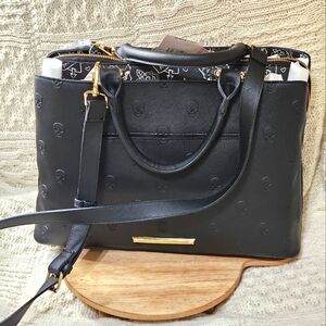 Betsey Johnson Black Shoulder Bag with Gold Accents